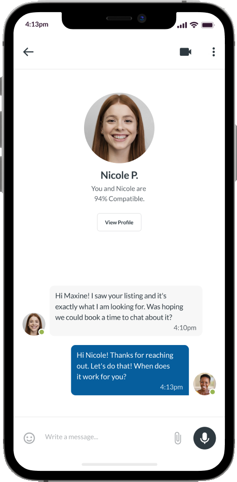 Phone showing details of members being matched on the Sparrow platform